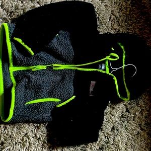 Black grey lime green 3t north face fleece with hood